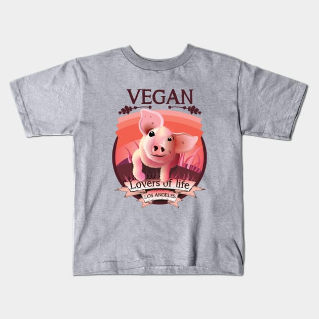 Vegan - Lovers of life. Los Angeles Vegan (dark lettering) Kids T-Shirt by ArteriaMix